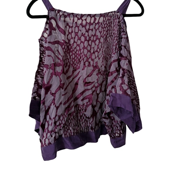 Purple Language Leopard Print Shoulder Cutout Top - Picture 2 of 3